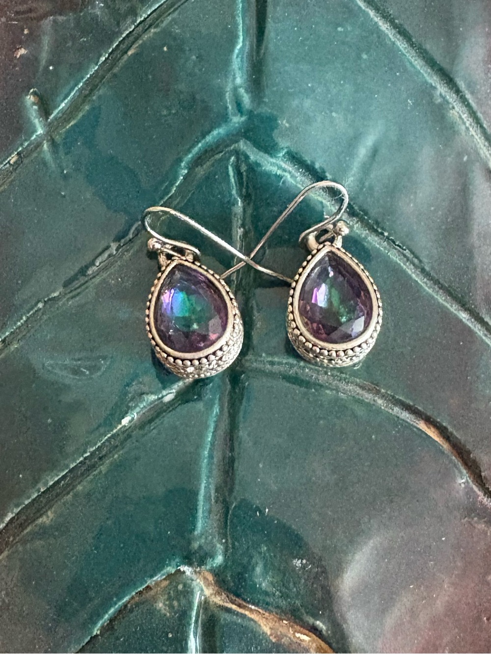 Vintage Sterling Silver Mystic Topaz Earrings